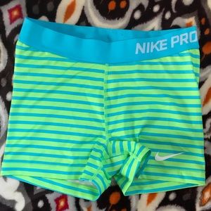 Nike Pro Shorts • Lime green and Aqua •